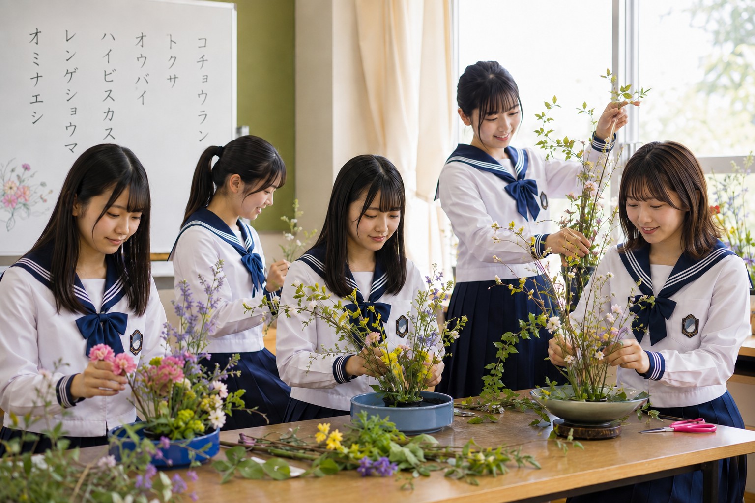 華道部の活動の様子